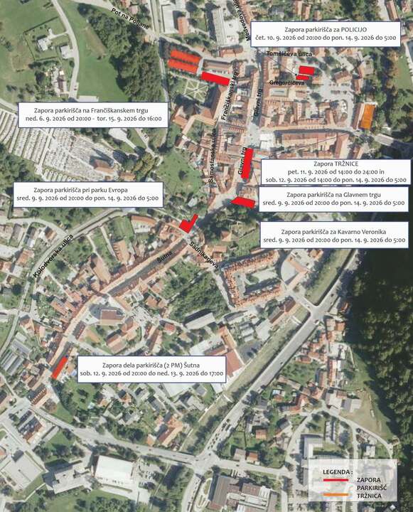 Sprememba prometnega režima in zapore cest v centru Kamnika