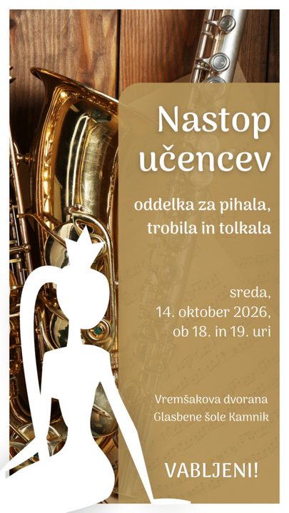 Nastop učencev oddelka za pihala, trobila in tolkala